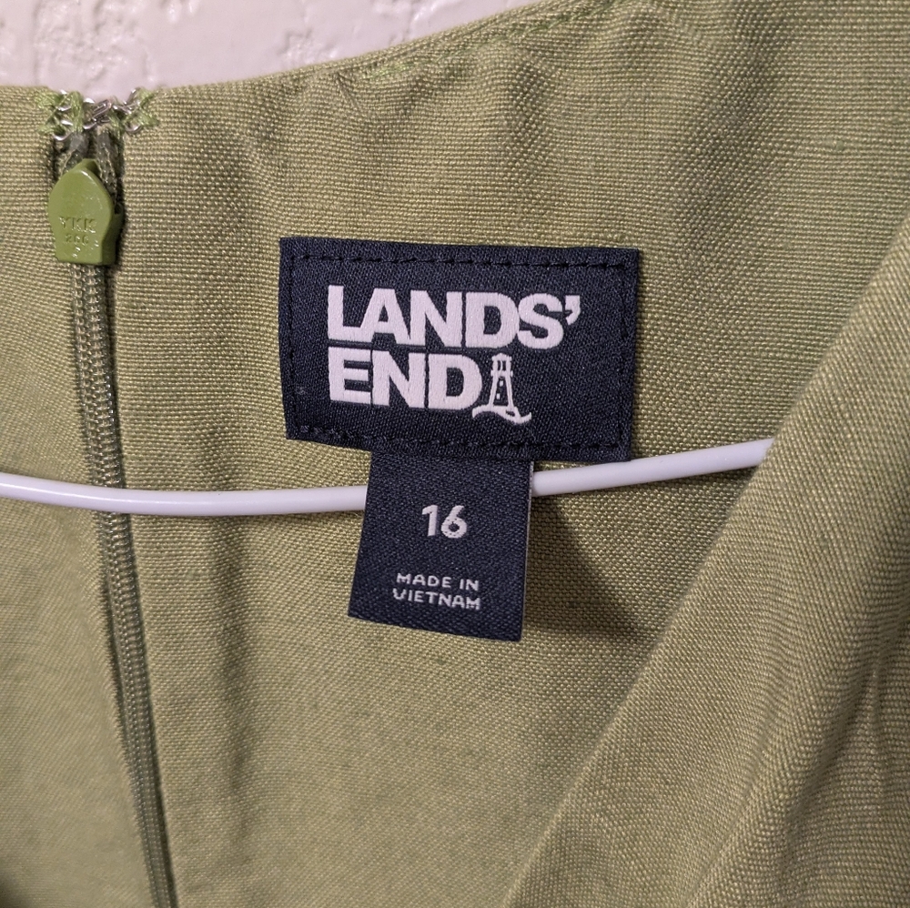 Lands End  Green Puff Sleeve Dress - Picture 4 of 7